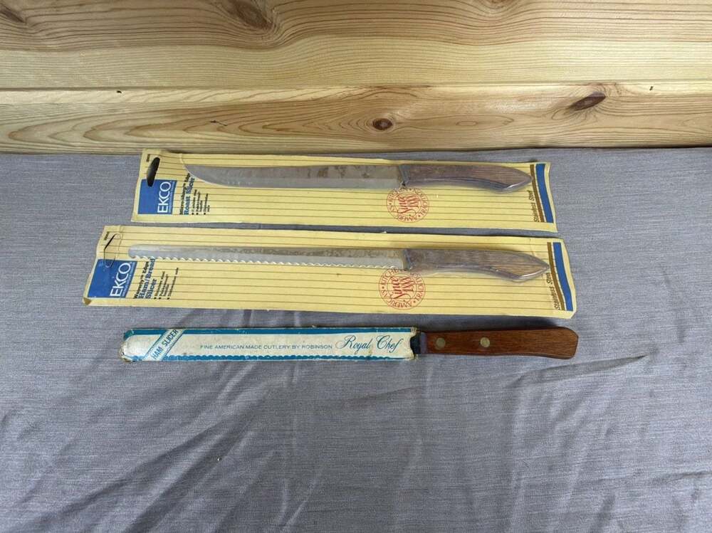 Vintage EKCO and Royal Chef Slicing Knives Lot of 3